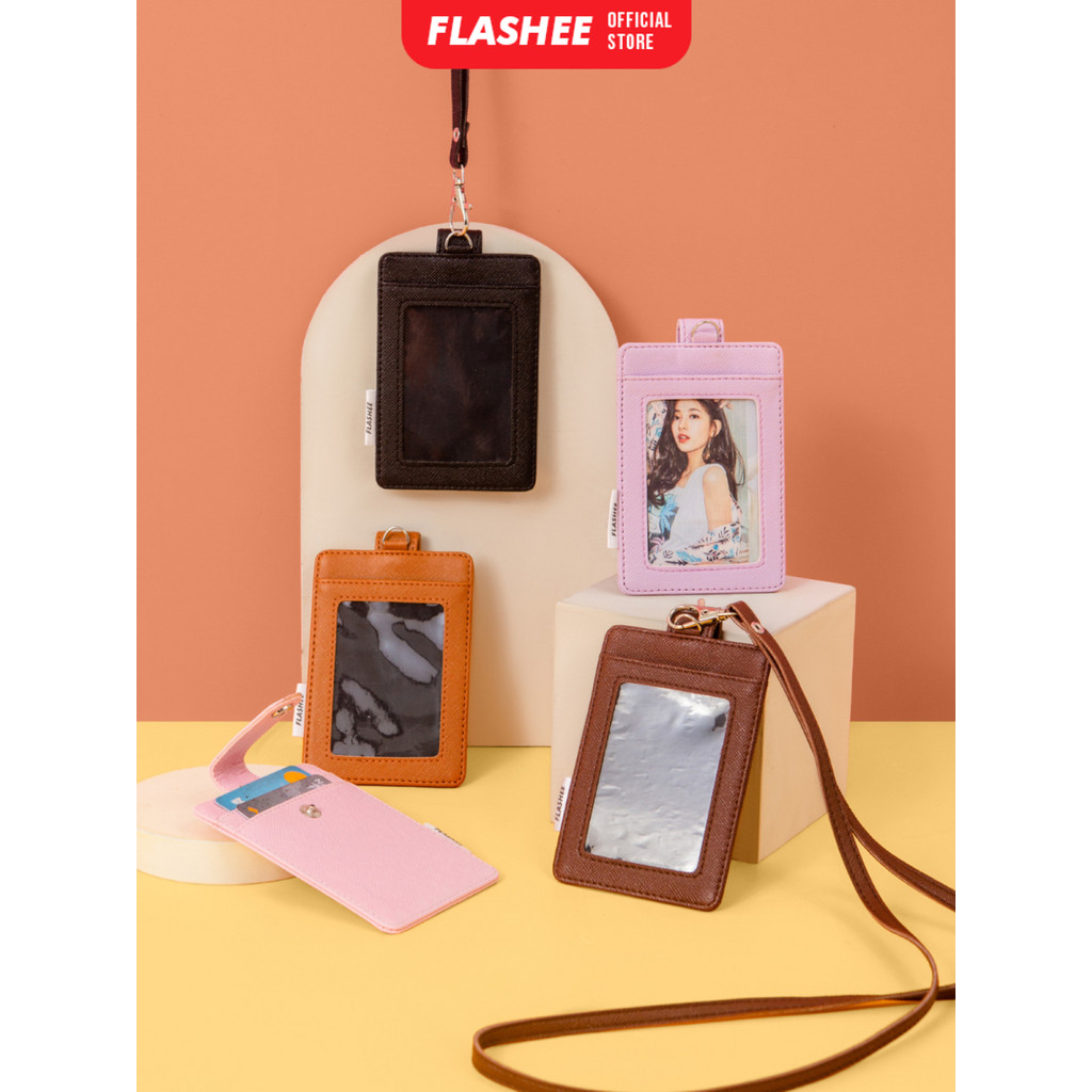 

Flashee Name Tag Kulit Tanner ID Card Kulit Holder Penutup Kancing Lanyard Termurah PU Leather