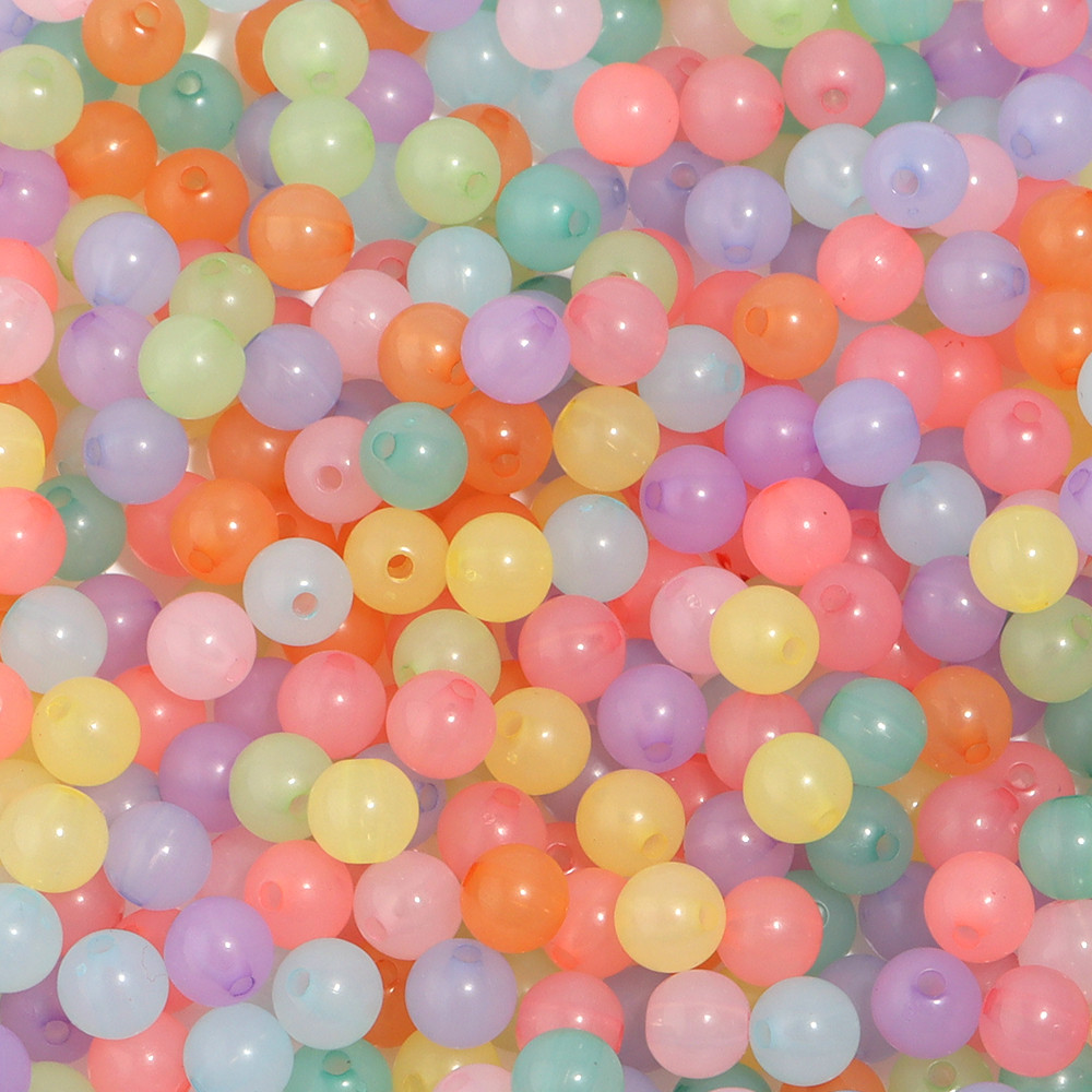

100-200pcs/Lot Jelly Color Round Acrylic Beads For Jewelry Making Big Hole Loose spacer Beads DIY Bracelet Necklace Wholesale