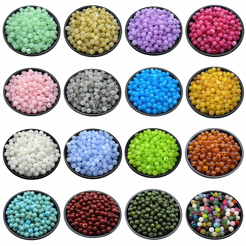 

6 8 10mm Acrylic Round Beads for Jewelry Makeing Bracelet Necklace DIY Accessory