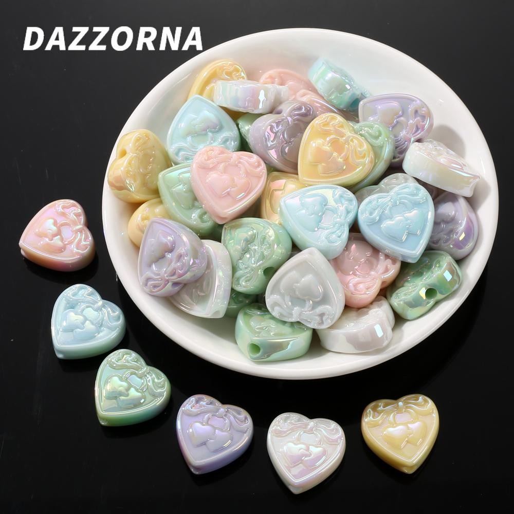 

10Pcs 21mm Colorful Heart Acrylic Beads Loose Spacer Bead For Necklace Bracelet Earrings Making DIY Handmade Jewelry Accessories