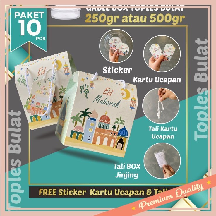 

Hampers Ramadhan Idul Fitri Kekinian Unik Murah Keren / 10pcs Gable Box Lebaran Tali jinjing/ Box Hampers Kue Kering Idul Fitri Toples Bulat / WHITE PINK (Paket 10pcs)