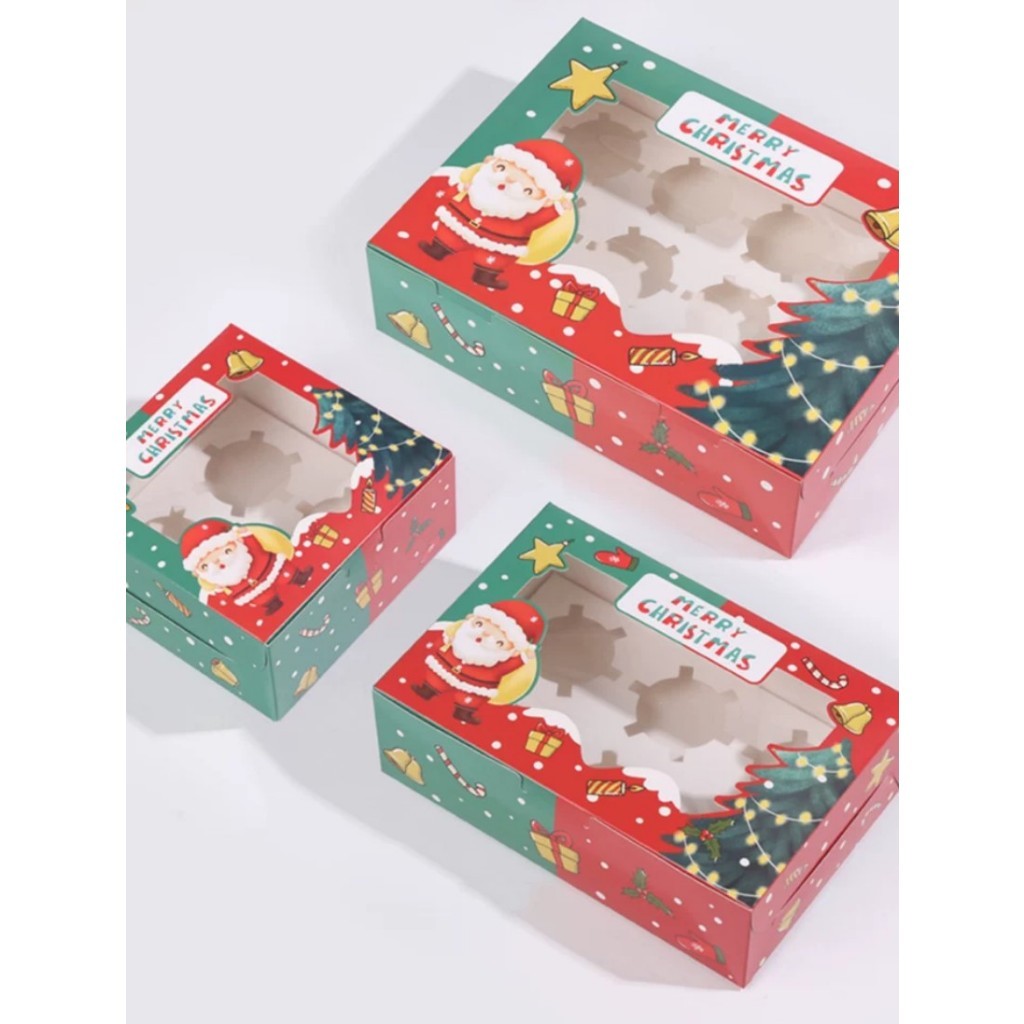 

pekanbaru / Christmas Cupcake Box / Kotak Cupcake Natal Berbagai Ukuran / Size