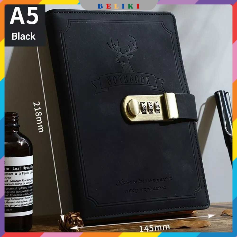 

TODDI Buku Jurnal Leather Notebook Diary 80GSM 265 Halaman with Lock - TD-A5