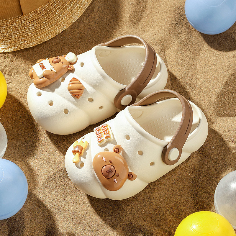 Cheerful Mario 2-8 tahun Sandal Anak Kapibara sandal baim capybara Pembuat croissant kartun yang luc