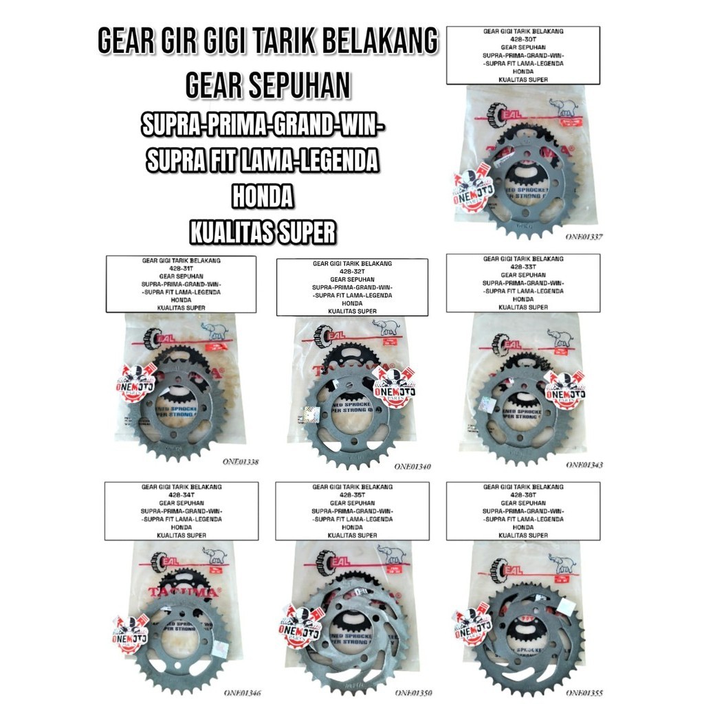 GEAR GIR GIGI TARIK BELAKANG SEPUHAN TAGUMA SUPRA GRAND 30T 31T 32T 33T 34T 35T 36T HONDA KUALITAS S