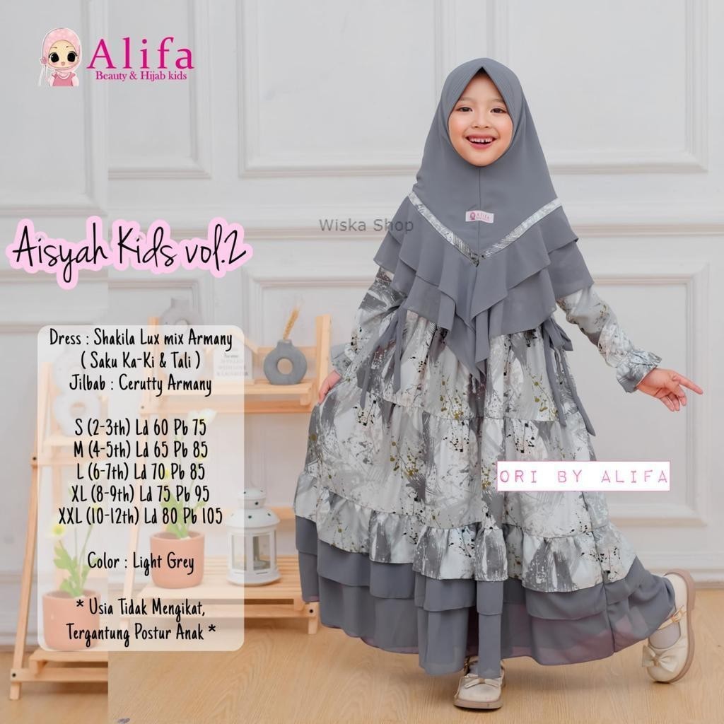 Alifa Aisyah Dress - Free Hijab Gamis Anak Perempuan 2-12 Tahun Gaya Anggun dan Syar'i untuk Si Keci