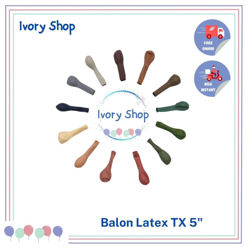 Balon Latex Retro 5 inch TX Satuan Balloon Vintage Tongxuan Isi Balon PVC