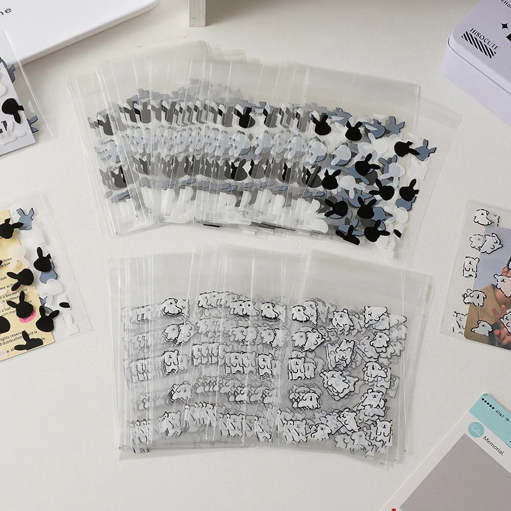 

50Pcs Transparent Self-adhesive Opp Bag Cute Star/Love/Bear Kpop Photocard Holder Card Cover Protector Photo Film Protector