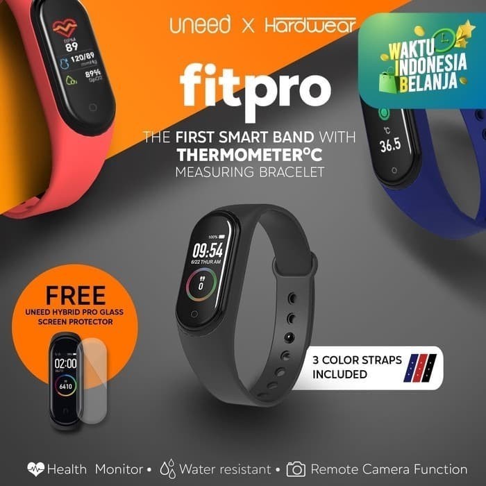 Mabel Hardwear Fitpro Smartband With Thermometer Pengukur Suhu Tubuh - Stone Black