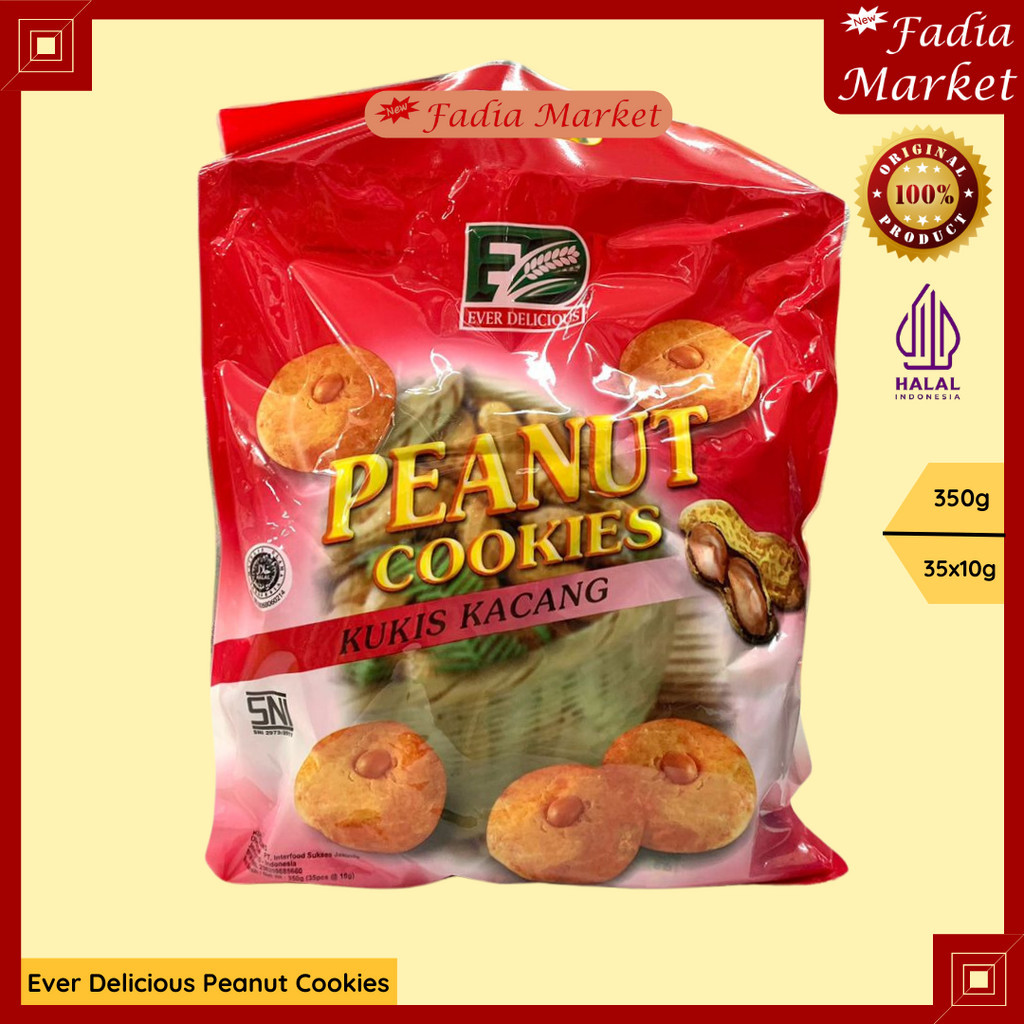 

DISKON EXP SEPTEMBER 2025 Ever Delicious Peanut Cookies Biscuit Kacang 350g 35x10g