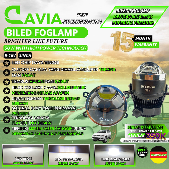 CAVIA-SUPERIOR PREMIUM LAMPU BILED LED FOGLAMP PROJECTOR PAJERO SPORT KH SUPER TERANG