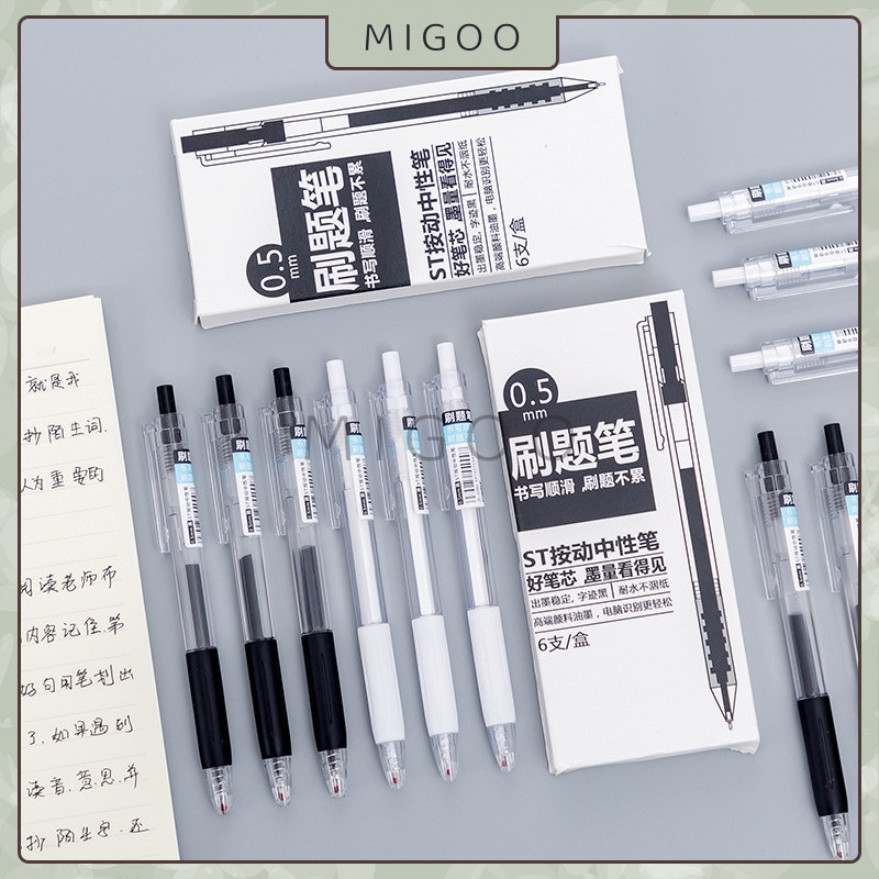 

MiGoo Pulpen Pena Gel White Black Mekanik 0.5mm Aesthetic Pen Pena Mekanik Cetekan Perlengkapan Alat Tulis Siswa Pena Hitam