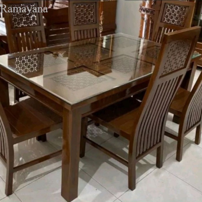 

Meja Makan Ukir Kayu Jati 6 Kursi Plus Kaca Murah