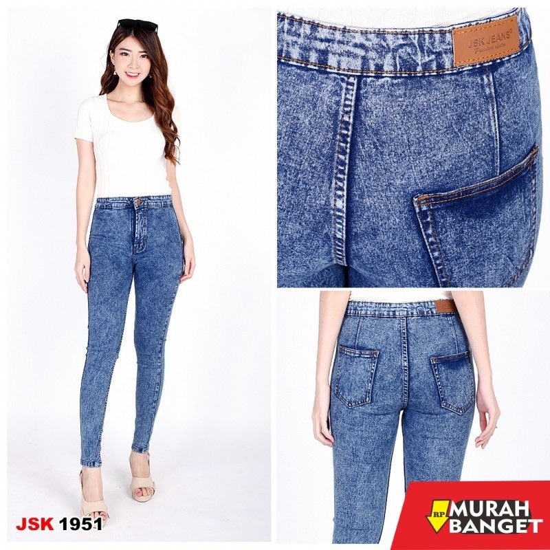 Celana Denim Wanita Terbaru- CELANA JEANS WANITA SKINNY HAIGHWAIST BLACK SNOW/SNOW BLUE//BLUESNOW LO