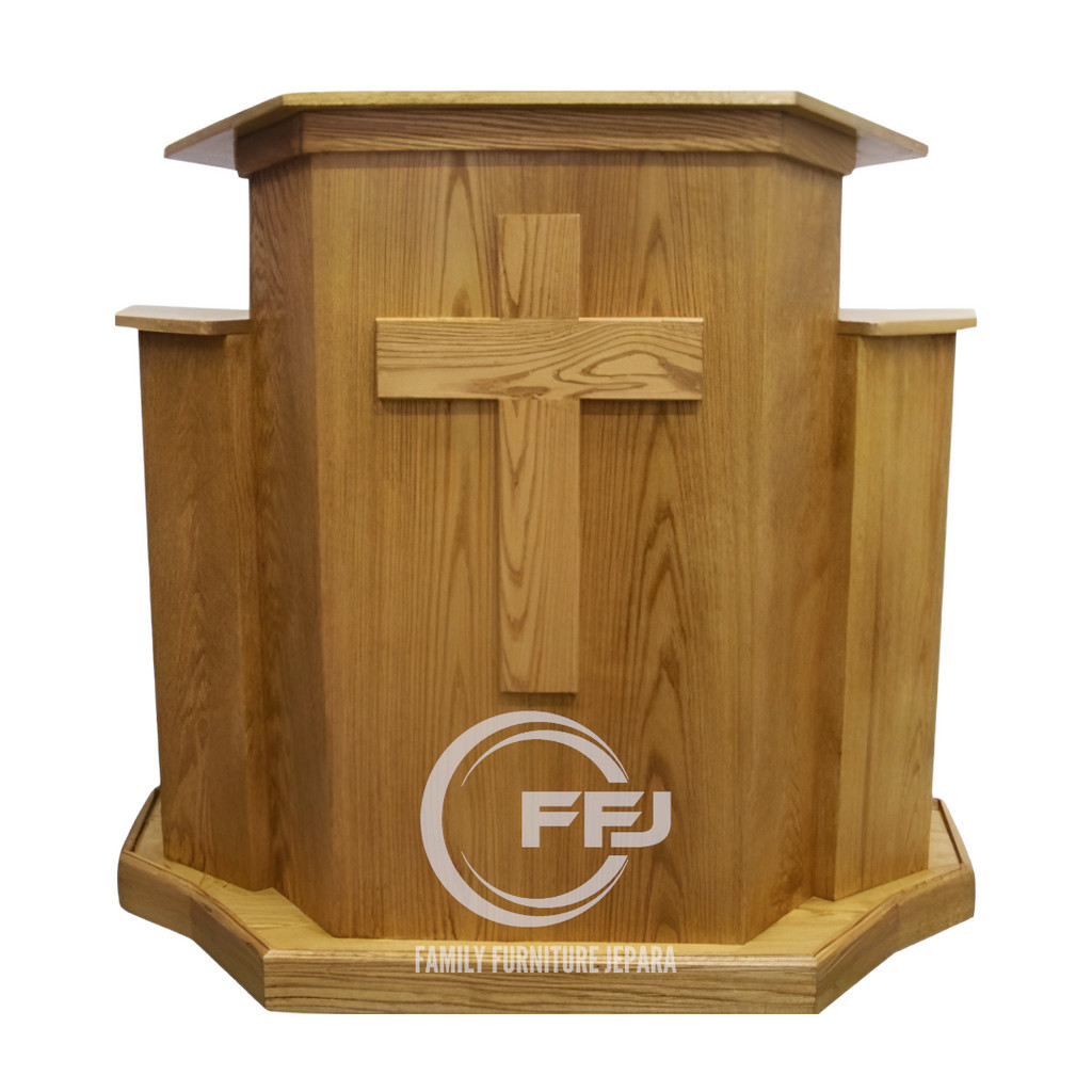 podium gereja minimalis jati solid mimbar podium gereja