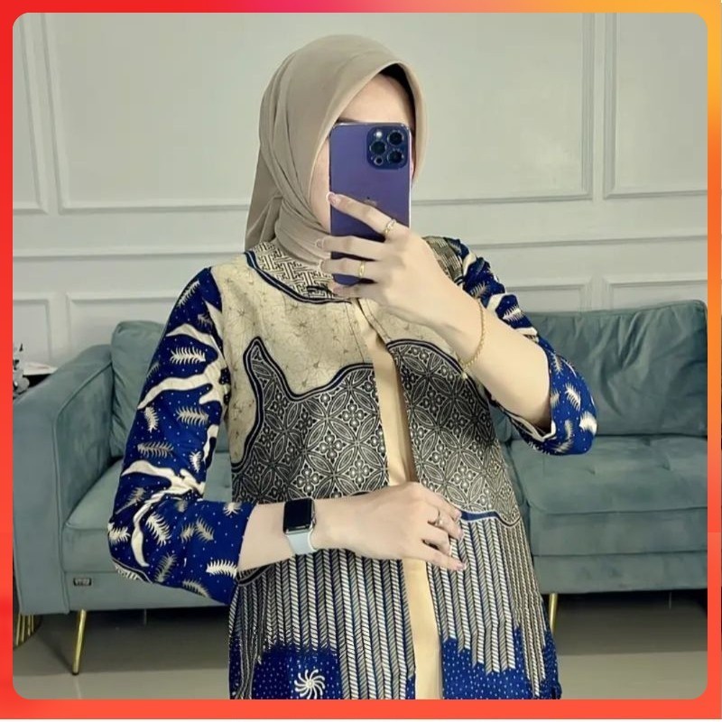 Baju Batik Wanita Atasan Blouse Terbaru Modern Seragam Kerja Kantor Resepsi [Nusantara Batik]