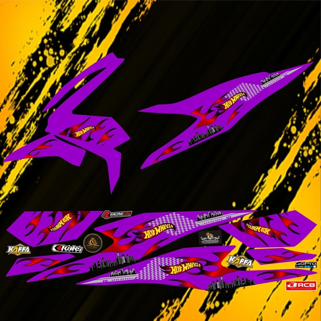 COD/ Striping Variasi Beat Deluxe Beat Street New Baru Sticker List Api Polet Ungu