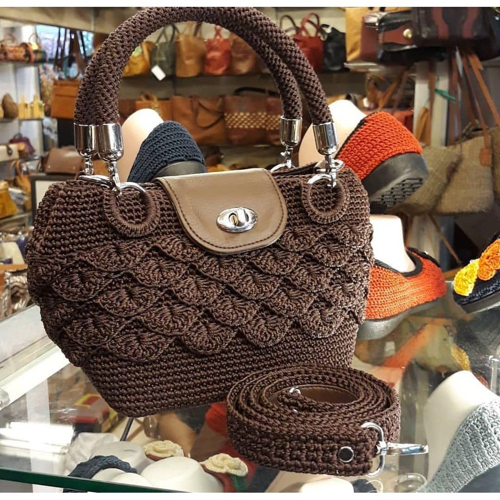 Tas Rajut Webe Sisik Mini / Tas Selempang Rajut Sisik Webe Mini / Tas Wanita Rajut Merek Rajut Galaw
