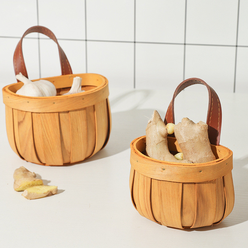 Keranjang Penyimpanan Hiasan Dinding Tempat Bawang Gantung Keranjang Dapur Tempat Putih Jahe Woven