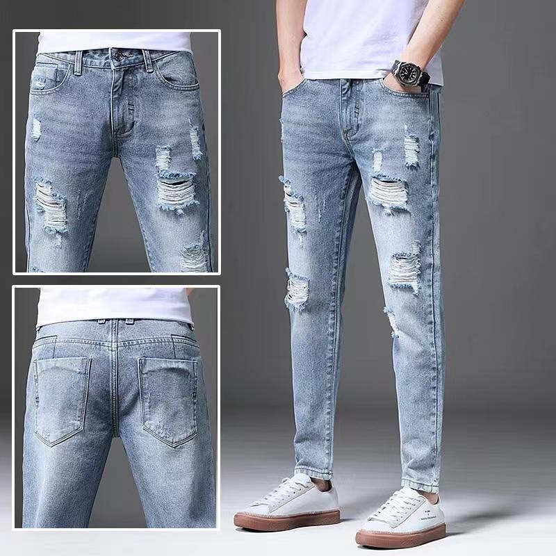 cowok kekinian celana pensil pria sobek celana pensil robek pria celana jeans pria premium celana ji