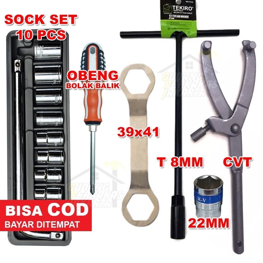 TERMURAH PAKET MULTIPRO Tracker CVT UNIVERSAL + Kunci 39-41 + Kunci Sok Set 10 Pcs 8-24 mm + Kunci T