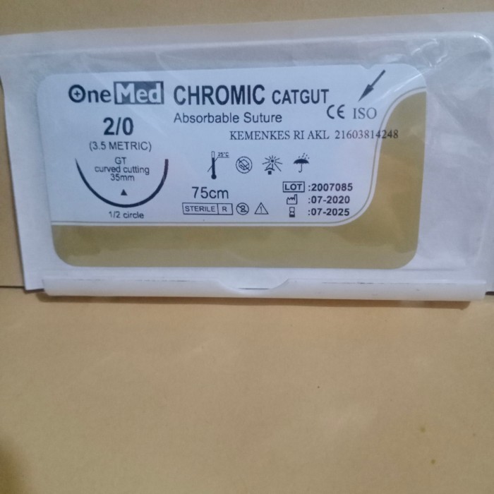 CHROMIC catgut 2/0 curved cutting ( Cromic absorbable. onemed)