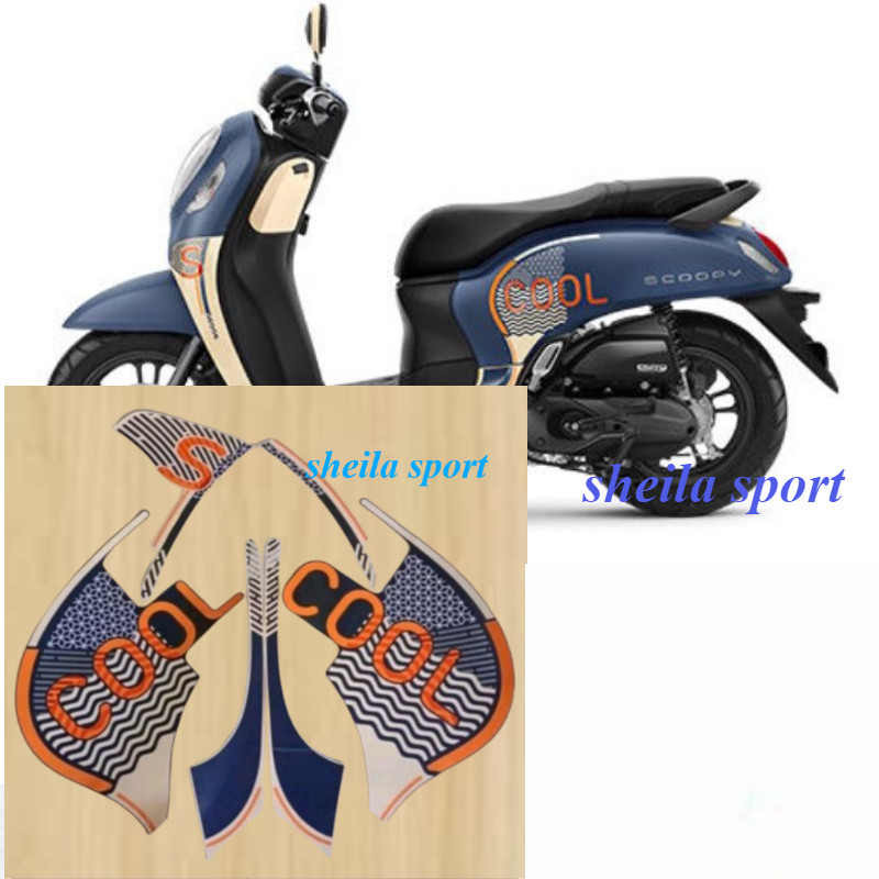 Stiker Striping motor honda scoopy fi fashion thn 2021 2022 biru doff scopy scoopy