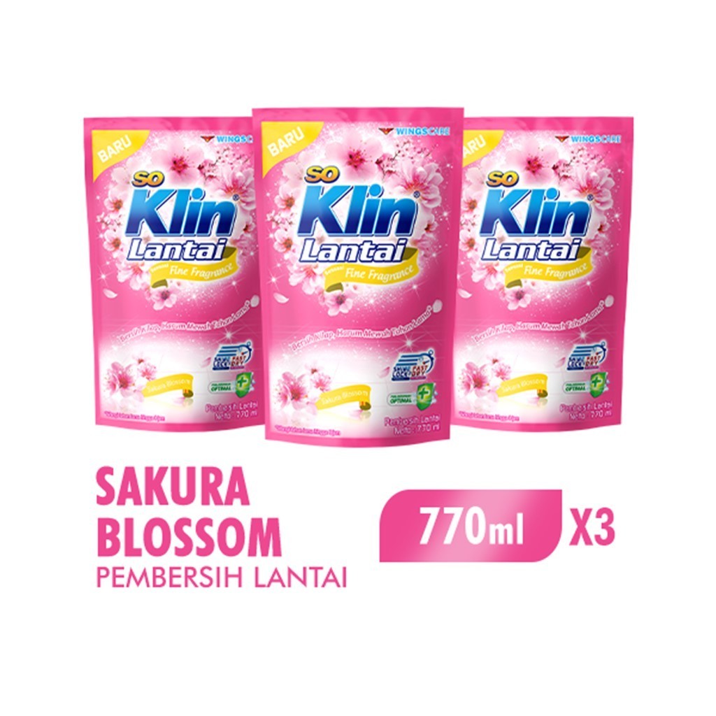 Soklin Pembersih Lantai Sakura Blossom Pouch 770 ml x3