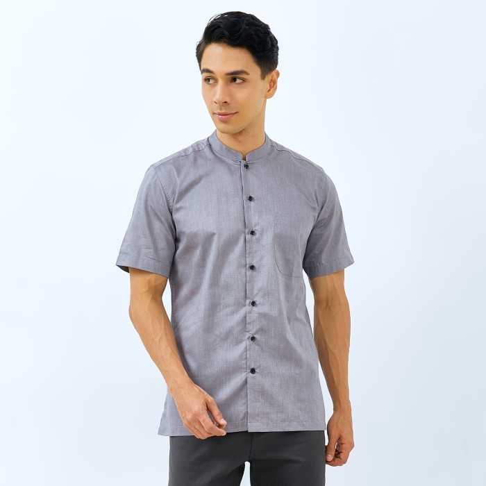 promosi Baju Koko Pria Baverre Lengan Pendek Motif Bordir 13 Baju Muslim Pria - WD & Co. Abu, XL