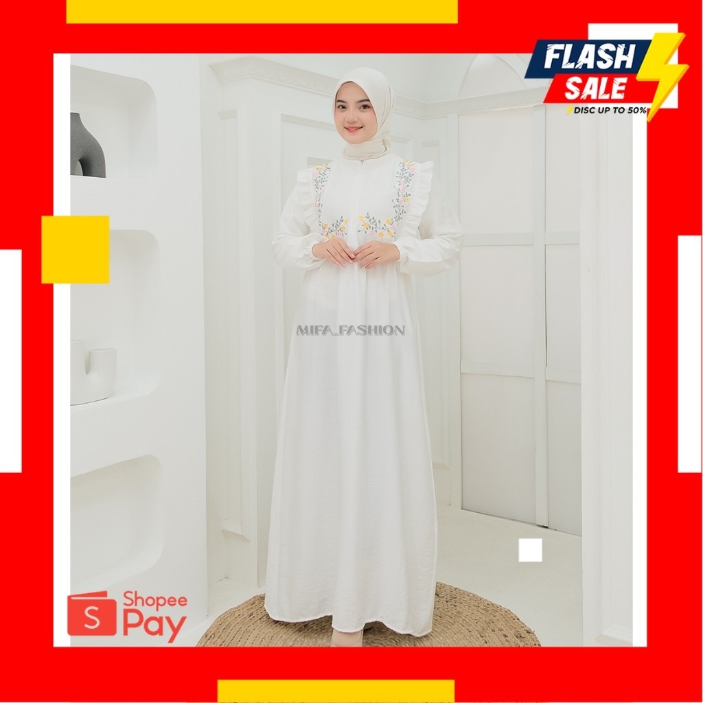 LEBARAN SALE 4.4 |  Safitri baju gamis wanita terbaru | dress kondangan wanita muslim | bahan pollo 