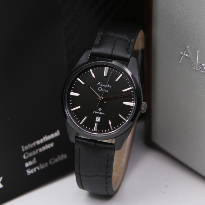 JAM TANGAN WANITA ALEXANDRE CHRISTIE AC 1035 FULL BLACK KULIT. ORI