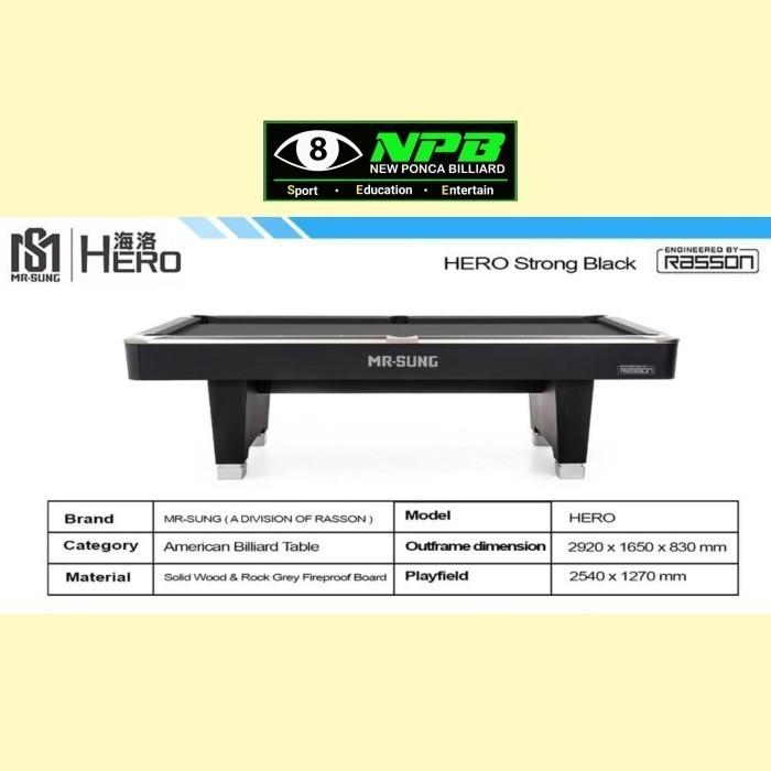 PROMO SPESIAL promo spesial Meja Billiard 9 Feet MR.SUNG Hero Strong Black |Billiyard|Billiar