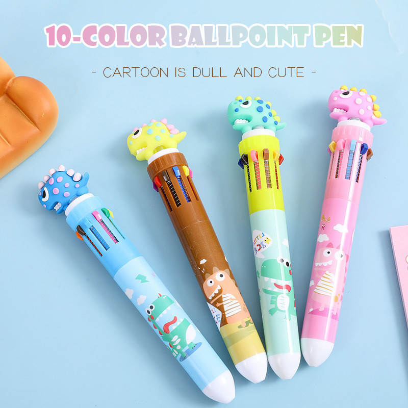 

✨COD Pulpen 10 Dan 6 Warna Kartun Lucu Dinosaurus 10 Warna Bolpoin Stasioner Siswa Pena-GS