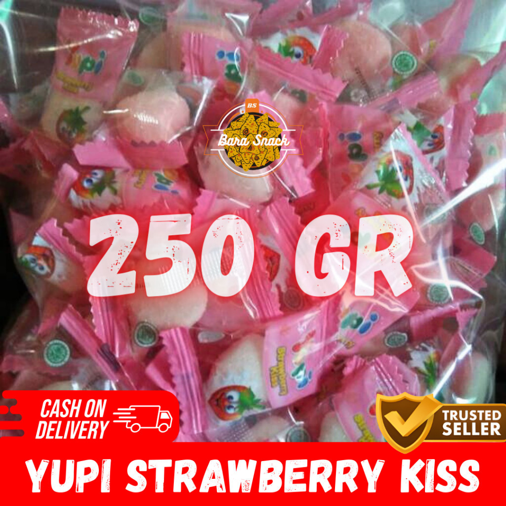 

[ 250gr ] Permen Yupi Strawberry Kiss Premium / Camilan Snack Kiloan Murah