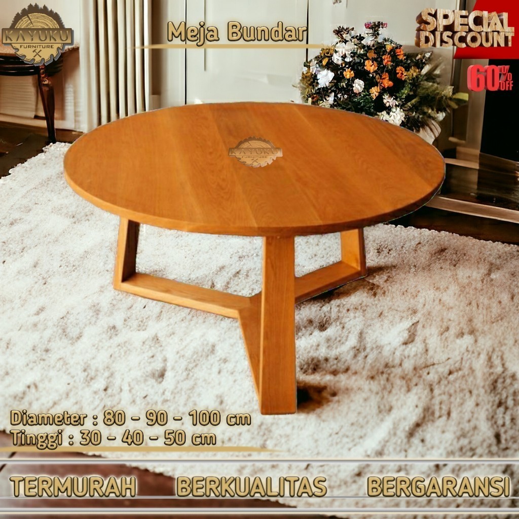 TERMURAH Meja Bundar Bulat meja lesehan minimalis   SIZE L