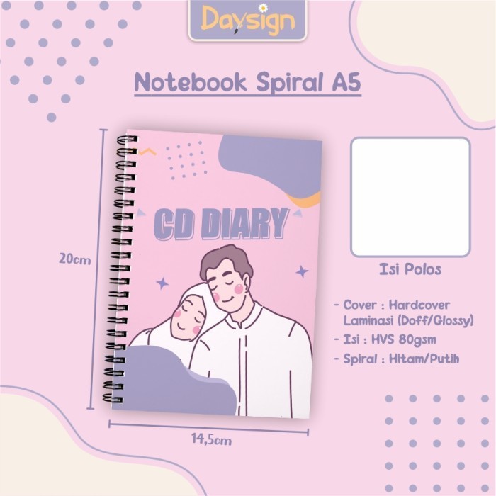 

Notebook / Notes / Buku Catatan Hardcover A5 Spiral Custom - polos, 50 Lembar