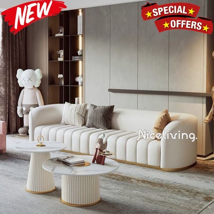 Sofa panjang kaki besi finishing gold sofa tamu terbaik Indonesian Furniture