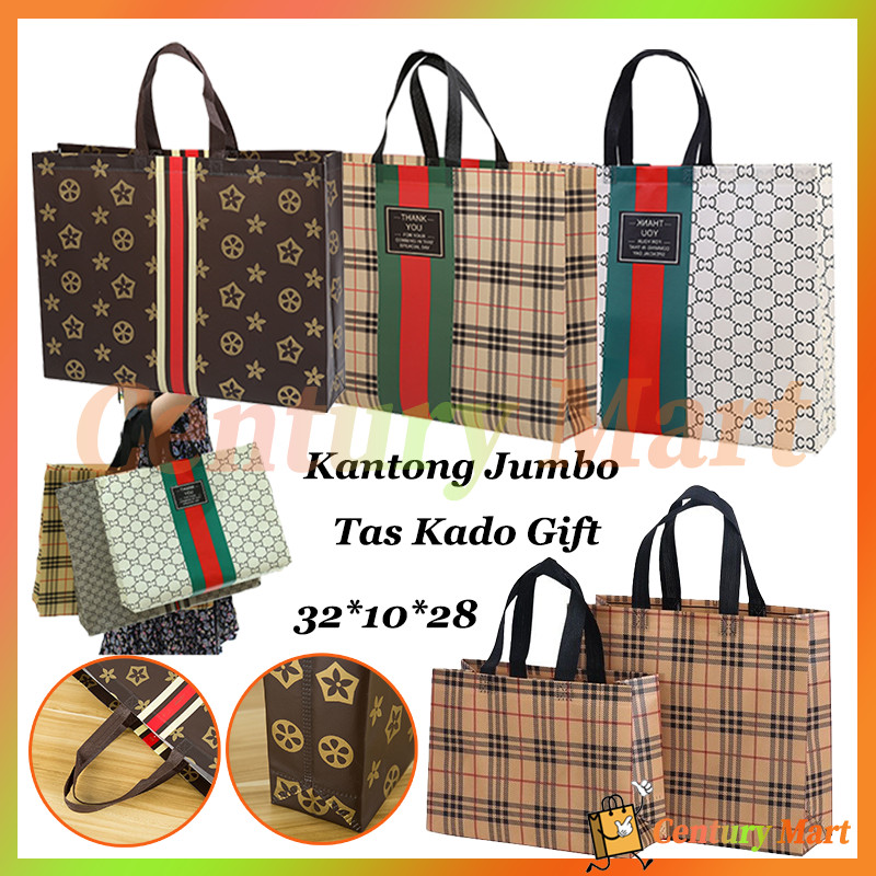

Goodie Bag/Kantong Jumbo Tas Kado/Goodie Bag Spunbond Laminasi Size M : 32x10x28cm/Tote Tali Handle Tas Kain Spunbond