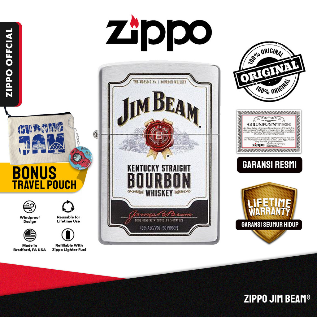 Zippo Jim Beam 49325 | Garansi Lifetime | Original USA