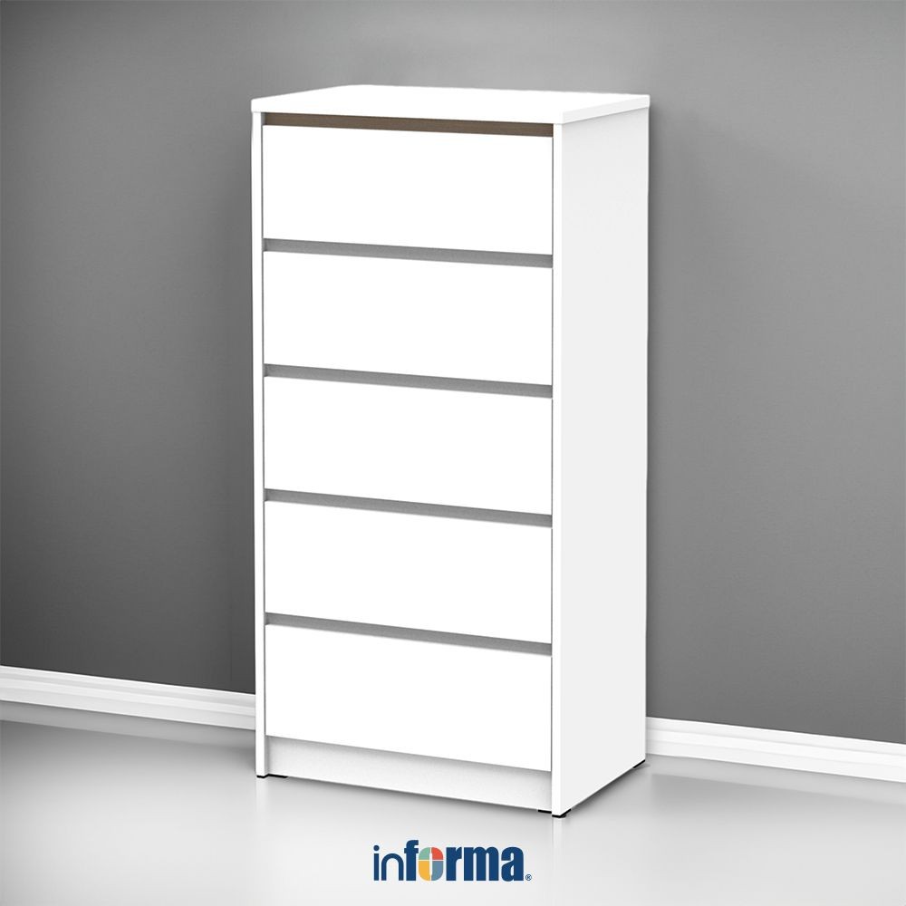 Informa Rana Laci Penyimpanan 5 Tingkat - Putih/Cokelat Maple Laci Kabinet Serbaguna Cabinet Penyimp