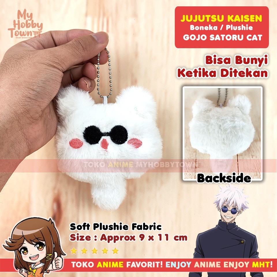 Gantungan Kunci Boneka Anime Jujutsu Kaisen Karakter Gojo Satoru Cat Plushie Doll