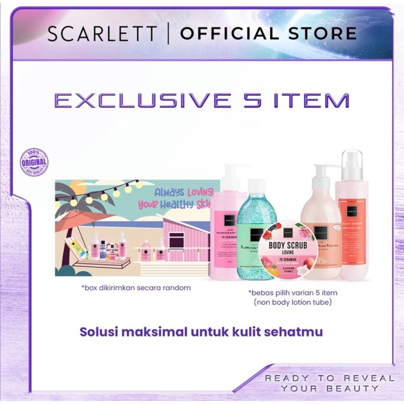 Scarlett Whitening Exclusive 5 Item - Bebas Pilih Produk Face Care / Body Care