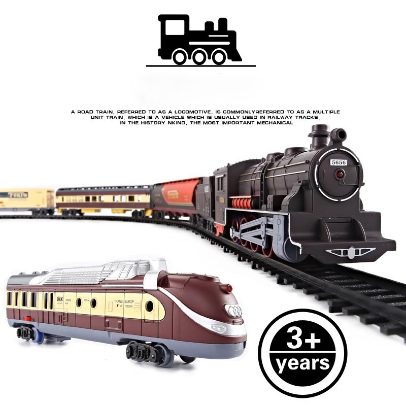 Electric Toy Train Electric Variety Railcar Retro Steam Train Model Puzzle Assembly Toys Railway Tra