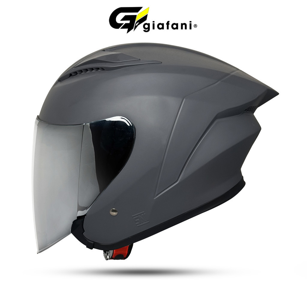Helm Half Face | MJM Batman Grey Doff Kaca Iridium Blue / Silver SNI [GIAFANI]