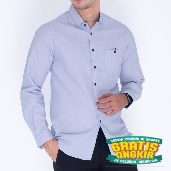 TKP/Baju Kemeja Pria Lengan Panjang Slimfit Warna Polos Distro Murah - ABU SILVER (XL)/ bsar jumbo m
