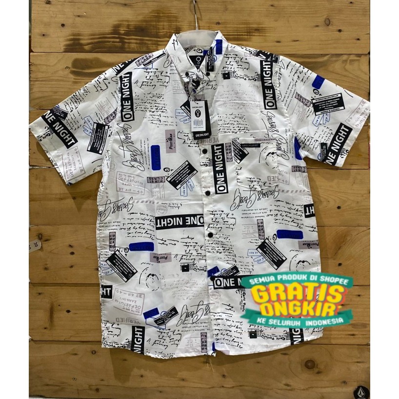 TPK/KEMEJA SURFING MOTIF STRIP/HEM PRIA LENGAN PENDEK SUMMER BUNGA DISTRO - motif 5, XL/ bsar jumbo 