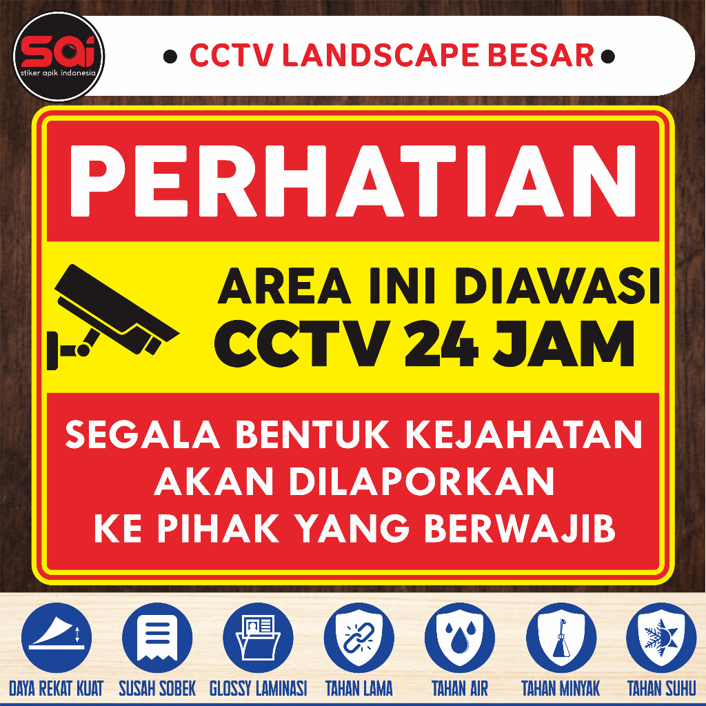 

stiker vinyl anti air CCTV LANDSCAPE BESAR laminasi glossy