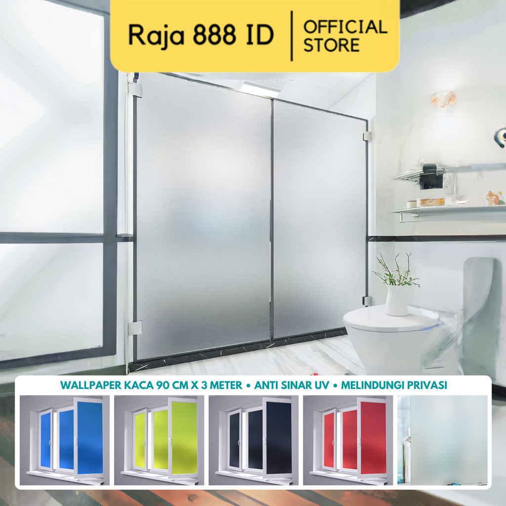 RAJA888 Wallpaper Kaca Lebar 90 cm x 3 meter (Bukan Oneway/Riben) Merah Hijau Lime Biru Hitam Merah 