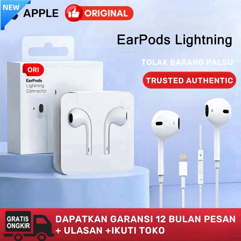 Handsfree Earphone Earpods IP Lightning Connector Earphone Original 100% Garansi Headset Headphone E