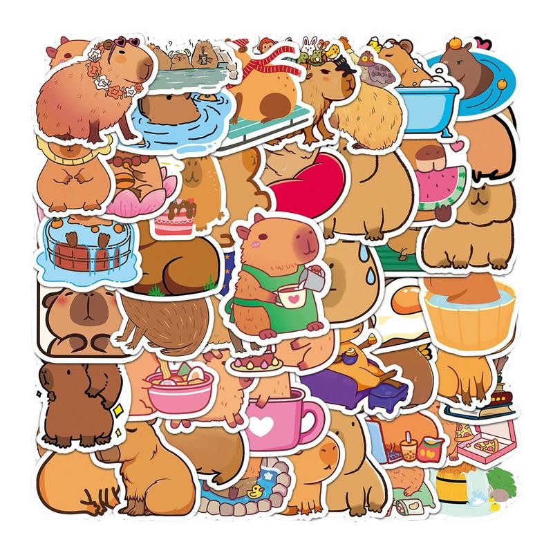 

50pcs Kawaii Cute Capybara Stickers Funny Animal DIY Toy Gift Decorative Decal for Phone Luggage Laptop Bottles Waterproof